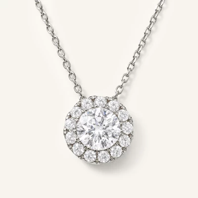 Round Lab Diamond Halo Necklace